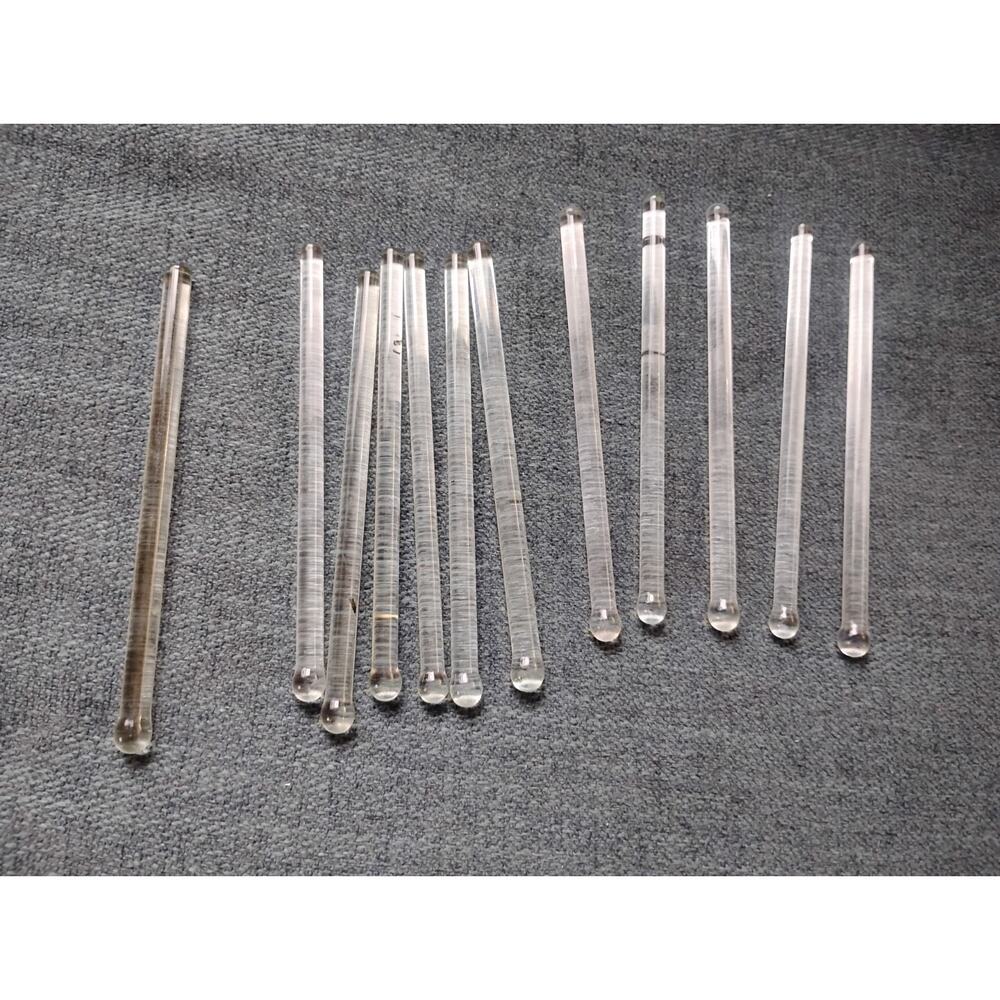 12 Clear Glass Vintage Drink Stirrers 5"